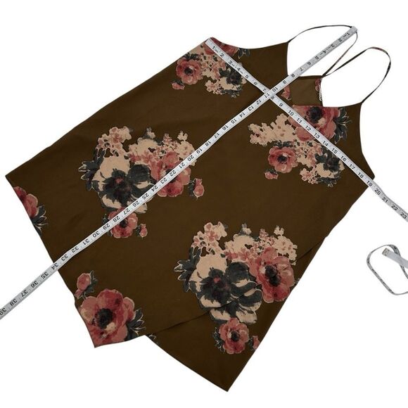 Free People olive floral cascades faux wrap strappy Slip Dress size medium - Picture 6 of 8